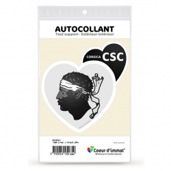 Stickers autocollant Coeur J'aime Corsica CSC - Blason (noir)