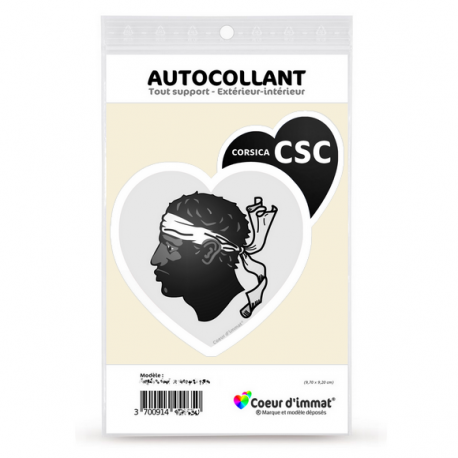 Stickers autocollant Coeur J'aime Corsica CSC - Blason (noir)