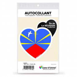 Sticker autocollant Coeur J'aime Réunion - Drapée