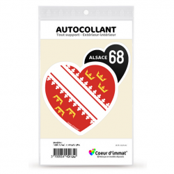 Sticker autocollant Coeur J'aime Alsace 68 - Drapée