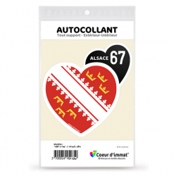 Autocollant Coeur j'aime Alsace 67 - Drapée