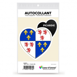 Sticker autocollant Coeur J'aime Picardie - Blason