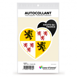 Sticker autocollant Coeur J'aime Hauts-de-France - Drapée