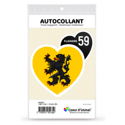 Sticker autocollant Coeur J'aime 59 Flandre - Drapée