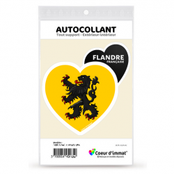 Sticker autocollant Coeur J'aime Flandre - Drapée