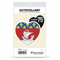 Sticker autocollant Coeur J'aime Paris 75 - Blason