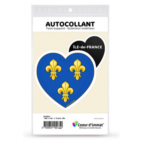 Sticker autocollant Coeur J'aime Ile-de-France - Blason