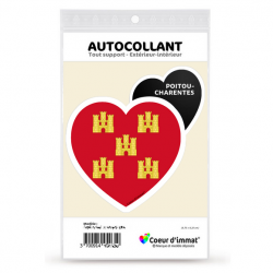 Sticker autocollant Coeur J'aime Poitou-Charentes - Blason