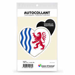 Sticker autocollant Coeur J'aime Nouvelle-Aquitaine - Drapée