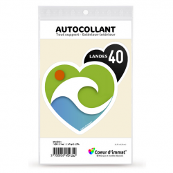 Autocollant Coeur d'immatriculation Landes 40 - Naturel (Noir)