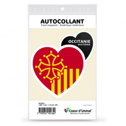 Sticker autocollant Coeur J'aime Occitanie - Drapée