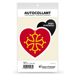 Sticker autocollant Coeur J'aime Midi-Pyrénées - Blason