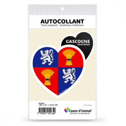 Sticker autocollant Coeur J'aime Gascogne - Drapée