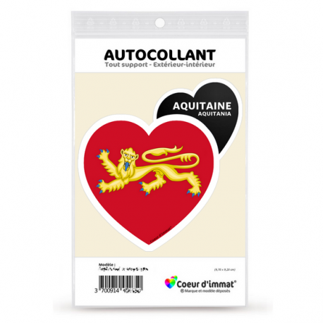 Sticker autocollant Coeur J'aime Aquitaine - Blason