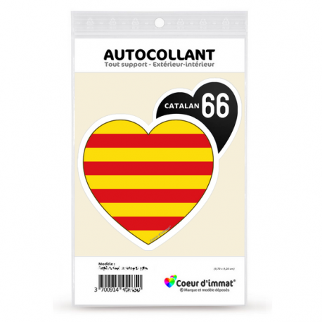 Sticker autocollant Coeur J'aime Catalan 66 - Drapé
