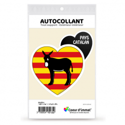 Sticker autocollant Coeur J'aime Pays Catalan - Burro Drapé