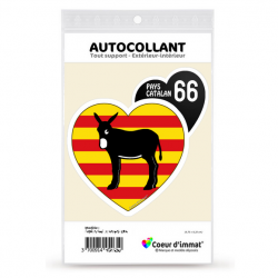 Sticker autocollant Coeur J'aime Pays Catalan 66 - Burro Drapé