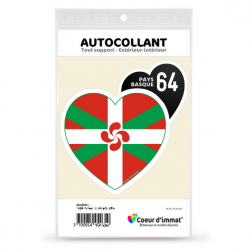 Sticker autocollant Coeur J'aime le Pays Basque 64 - Drapé