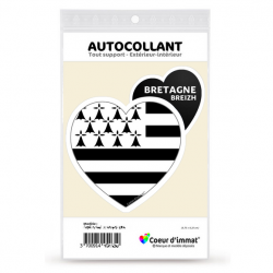 Sticker autocollant Coeur J'aime la Bretagne - Drapée