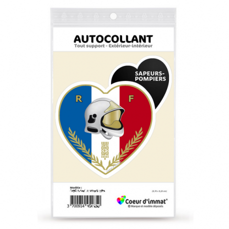 Sticker autocollant Coeur J'aime les Sapeurs-Pompiers - Blason