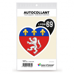 Sticker autocollant Coeur J'aime l'Lyon 69 - Blason