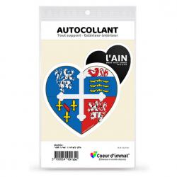 Sticker autocollant Coeur J'aime l'Ain - Blason