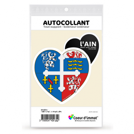 Sticker autocollant Coeur J'aime l'Ain - Blason
