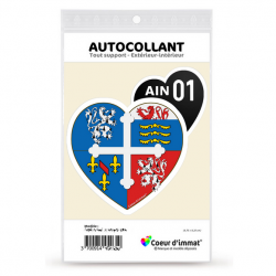 Sticker autocollant Coeur J'aime l'Ain 01 - Blason