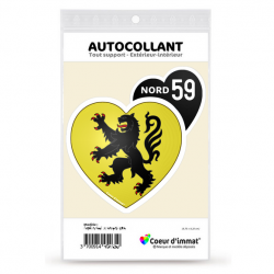 Sticker autocollant Coeur J'aime le Nord 59 - Blason