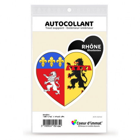 Sticker autocollant Coeur J'aime le Rhône - Drapé