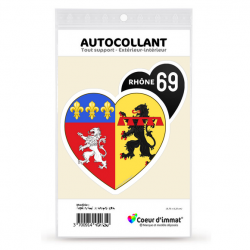 Sticker autocollant Coeur J'aime le Rhône - Drapé 69