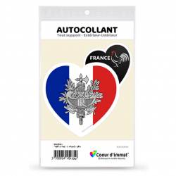 Sticker autocollant Coeur J'aime la France - Armoiries Drapées