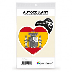 Sticker autocollant Coeur J'aime l'Espagne - Armoiries Drapées