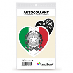 Sticker autocollant Coeur J'aime l'Italie - Armoiries Drapées