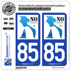 2 Autocollants plaque immatriculation Auto 85 Noirmoutier - Île aux Mimosas