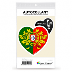 Sticker autocollant Coeur J'aime le Portugal - Armoiries Drapées