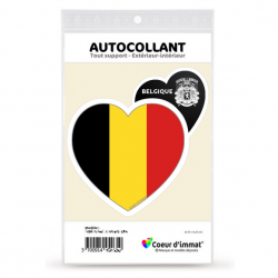 Sticker autocollant Coeur J'aime la Belgique - Drapée