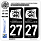 2 Autocollants plaque immatriculation Auto 27 Normandie - LogoType Black