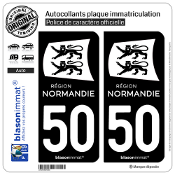 2 Autocollants plaque immatriculation Auto 50 Normandie - LogoType Black