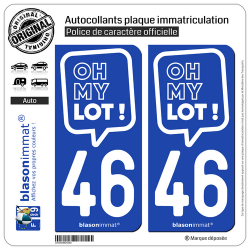 2 Autocollants plaque immatriculation Auto 46 Lot - Oh My Lot