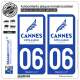 2 Autocollants plaque immatriculation Auto 06 Cannes - Ville