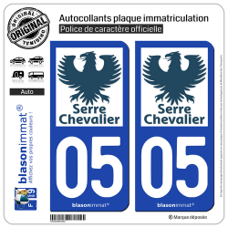 2 Autocollants plaque immatriculation Auto 05 Serre Chevalier - Station