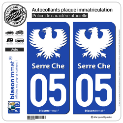 2 Autocollants plaque immatriculation Auto 05 Serre Chevalier - Vallée II