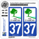 2 Autocollants plaque immatriculation Auto 37 Val d'Amboise - Agglo