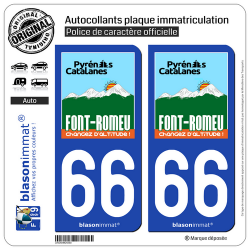 2 Autocollants plaque immatriculation Auto 66 Font-Romeu - Station