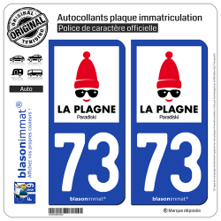 2 Autocollants plaque immatriculation Auto 73 La Plagne - Station