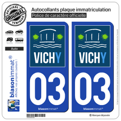 2 Autocollants plaque immatriculation Auto 03 Vichy - Ville