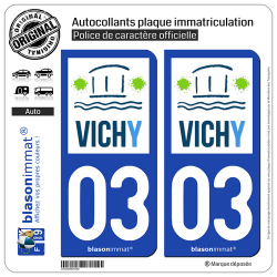 2 Autocollants plaque immatriculation Auto 03 Vichy - Ville II