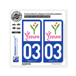 2 Autocollants plaque immatriculation Auto 03 Yzeure - Ville