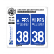 2 Autocollants plaque immatriculation Auto 38 Isère - Tourisme